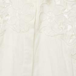 Sandro White Cotton Floral Lace Trimmed Button Front Blouse S