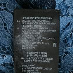 Pre Owned Sandro Blue Floral Lace Top and Skirt Set M/S