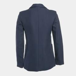 Sandro Navy Blue Gabardine Double Breasted Blazer S