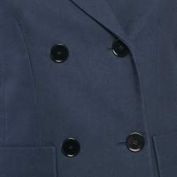 Sandro Navy Blue Gabardine Double Breasted Blazer S