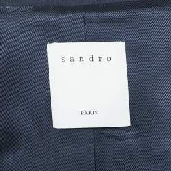 Sandro Navy Blue Gabardine Double Breasted Blazer S