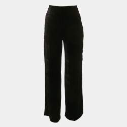 Pre Owned Sandro Black Velvet Straight Leg Trousers M