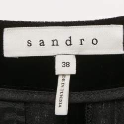 Pre Owned Sandro Black Velvet Straight Leg Trousers M