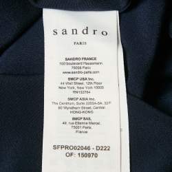 Sandro Navy Blue Polka Dots Lurex Chiffon Short Dress XL