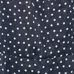 Sandro Navy Blue Polka Dots Lurex Chiffon Short Dress XL