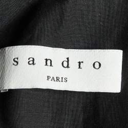 Pre Owned Sandro Black Cotton Ruffled Sleeveless Shirt L