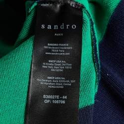 Sandro Blue/Green Smile Intarsia Knit Crewneck Sweater L