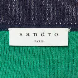 Sandro Blue/Green Smile Intarsia Knit Crewneck Sweater L