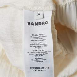 Pre Owned Sandro White Seersucker Long Sleeve Jumpsuit M