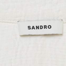 Pre Owned Sandro White Seersucker Long Sleeve Jumpsuit M