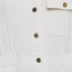 Pre Owned Sandro White Seersucker Long Sleeve Jumpsuit M