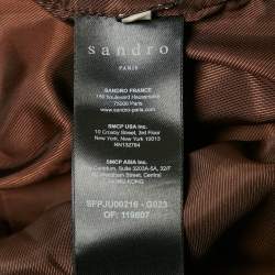Sandro Brown Leather Buttoned Midi Skirt S