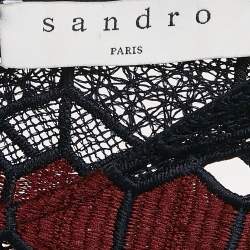 Sandro Blue/Burgundy Guipure Lace Skirt and Top Set S