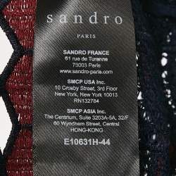Sandro Blue/Burgundy Guipure Lace Skirt and Top Set S