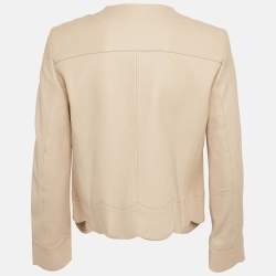 Pre Owned Sandro Beige Leather Zip-Up Jacket M