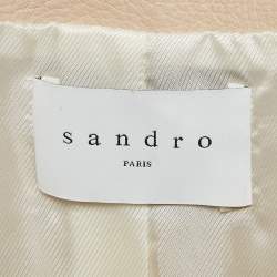 Pre Owned Sandro Beige Leather Zip-Up Jacket M