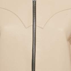 Pre Owned Sandro Beige Leather Zip-Up Jacket M