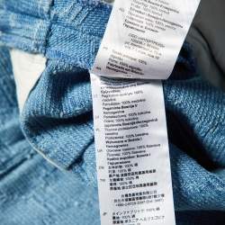 Pre Owned Sandro Blue Beehive Jacquard Denim Zip Up Jumpsuit M