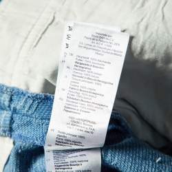 Pre Owned Sandro Blue Beehive Jacquard Denim Zip Up Jumpsuit M