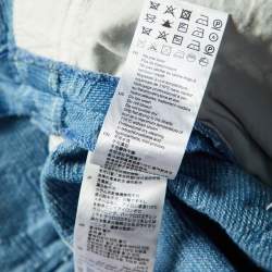 Pre Owned Sandro Blue Beehive Jacquard Denim Zip Up Jumpsuit M