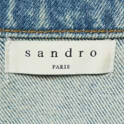 Sandro Blue Denim Mirror Studded Button Front Jacket S