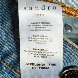 Sandro Blue Denim Mirror Studded Button Front Jacket S