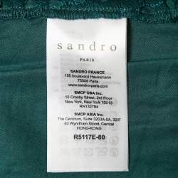 Pre Owned Sandro Green Crochet V-Neck Fit and Flare Mini Dress L