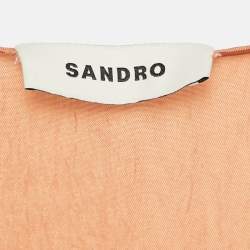 Pre Owned Sandro Orange Crepe Tiered V-Neck Mini Dress M