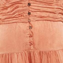 Pre Owned Sandro Orange Crepe Tiered V-Neck Mini Dress M