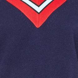 Sandro Navy Blue Wool Knit Stripe Detail Jumper & Trousers Set S