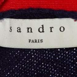 Sandro Navy Blue Wool Knit Stripe Detail Jumper & Trousers Set S