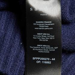 Sandro Navy Blue Wool Knit Stripe Detail Jumper & Trousers Set S