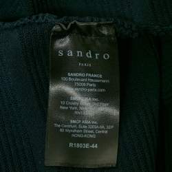 Pre Owned Sandro Navy Blue Patterned Knit Sleeveless Mini Dress L