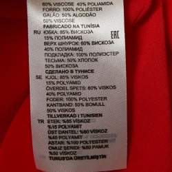 Pre Owned Sandro Red Lace and Textured Crepe Pleated Mini Dress XS