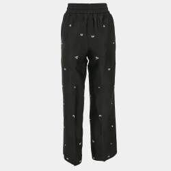 Sandro Black Rhinestone Gabardine Trousers S