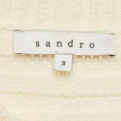 Pre Owned Sandro Cream Cable Knit Crewneck Sweater L