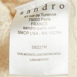 Pre Owned Sandro Cream Cable Knit Crewneck Sweater L