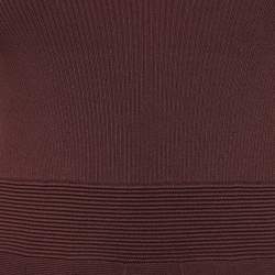 Sandro Burgundy Knit Pearl Detail Cuff Fit & Flare Otane Dress M