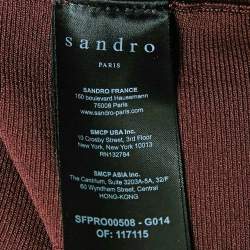 Sandro Burgundy Knit Pearl Detail Cuff Fit & Flare Otane Dress M