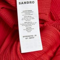 Pre Owned Sandro Red Stretch Knit Cut-Out Midi Dress S
