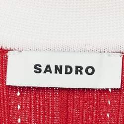 Pre Owned Sandro Red Stretch Knit Cut-Out Midi Dress S