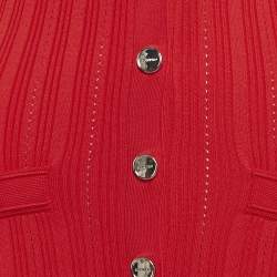 Pre Owned Sandro Red Stretch Knit Cut-Out Midi Dress S