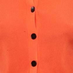 Sandro Red Rib Knit Button Front Crop Top S