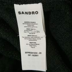 Pre Owned Sandro Black Tweed Pleated Button Front Mini Dress M