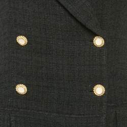 Pre Owned Sandro Black Tweed Pleated Button Front Mini Dress M