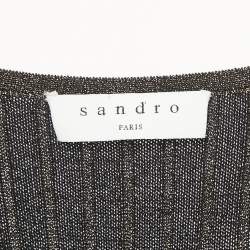 Pre Owned Sandro Metallic Lurex Knit V-Neck Midi Dress M