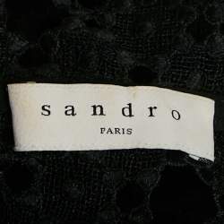 Pre Owned Sandro Black Lace Guipure Mini Dress S