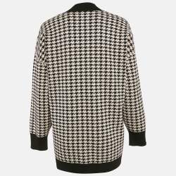 Sandro Black/Off White Houndstooth Knit Cardigan L