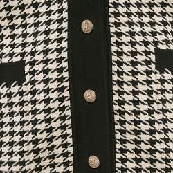 Sandro Black/Off White Houndstooth Knit Cardigan L