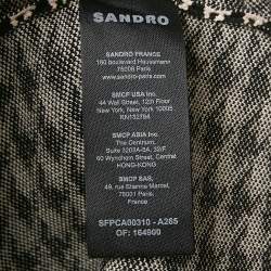 Sandro Black/Off White Houndstooth Knit Cardigan L